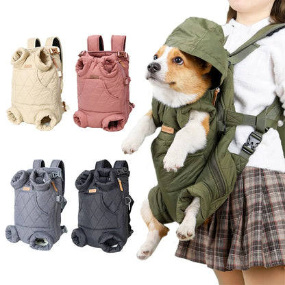 Winter Pet Dog Backpack - Insulated Warm Cat Carrier, Hands-Free Portable Travel Bag for Small Dogs, Windproof and Safe